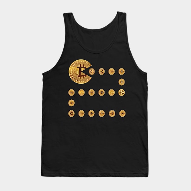 Bitcoin BTC eats Altcoin for fans of Blockchain & Krypto Tank Top by The Hammer